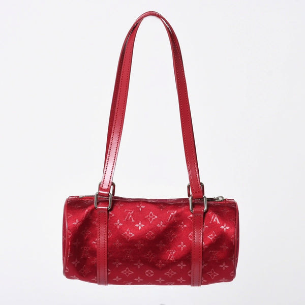 極美品 LOUIS VUITTON ルイヴィトン リトル パピヨン ハンドバッグ M92353 モノグラム サテン キャンバス レザー レッド 中古 4a006595