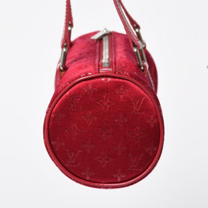 極美品 LOUIS VUITTON ルイヴィトン リトル パピヨン ハンドバッグ M92353 モノグラム サテン キャンバス レザー レッド 中古 4a006595