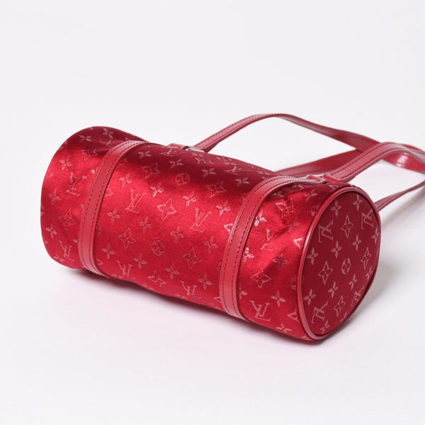 極美品 LOUIS VUITTON ルイヴィトン リトル パピヨン ハンドバッグ M92353 モノグラム サテン キャンバス レザー レッド 中古 4a006595