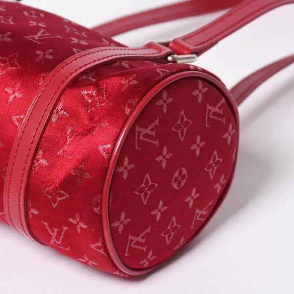 極美品 LOUIS VUITTON ルイヴィトン リトル パピヨン ハンドバッグ M92353 モノグラム サテン キャンバス レザー レッド 中古 4a006595