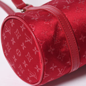 極美品 LOUIS VUITTON ルイヴィトン リトル パピヨン ハンドバッグ M92353 モノグラム サテン キャンバス レザー レッド 中古 4a006595