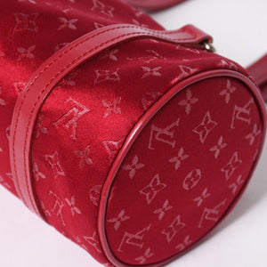 極美品 LOUIS VUITTON ルイヴィトン リトル パピヨン ハンドバッグ M92353 モノグラム サテン キャンバス レザー レッド 中古 4a006595