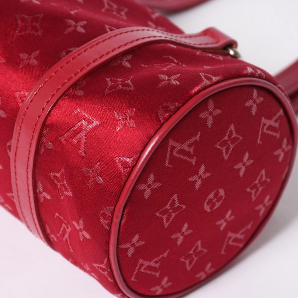 極美品 LOUIS VUITTON ルイヴィトン リトル パピヨン ハンドバッグ M92353 モノグラム サテン キャンバス レザー レッド 中古 4a006595