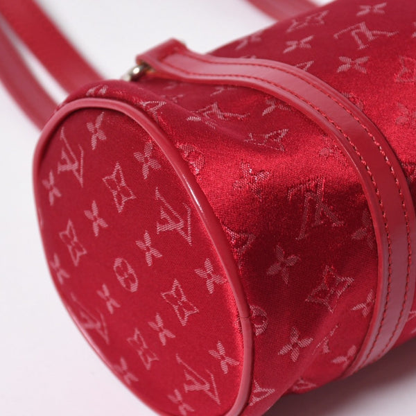 極美品 LOUIS VUITTON ルイヴィトン リトル パピヨン ハンドバッグ M92353 モノグラム サテン キャンバス レザー レッド 中古 4a006595