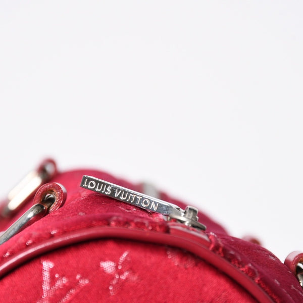 極美品 LOUIS VUITTON ルイヴィトン リトル パピヨン ハンドバッグ M92353 モノグラム サテン キャンバス レザー レッド 中古 4a006595