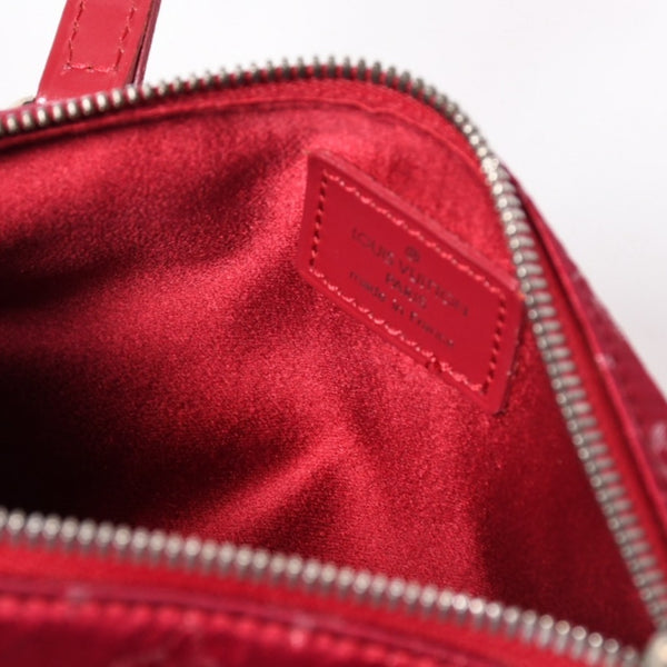 極美品 LOUIS VUITTON ルイヴィトン リトル パピヨン ハンドバッグ M92353 モノグラム サテン キャンバス レザー レッド 中古 4a006595