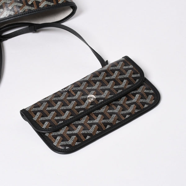 極美品 GOYARD ゴヤール サンルイPM バッグ トートバッグ STLCROPMLTY01CL01P ブラック PVC レザー 中古 4a006772