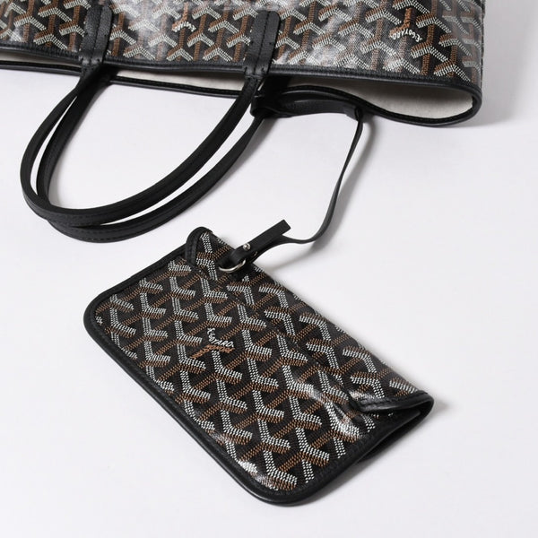 極美品 GOYARD ゴヤール サンルイPM バッグ トートバッグ STLCROPMLTY01CL01P ブラック PVC レザー 中古 4a006772