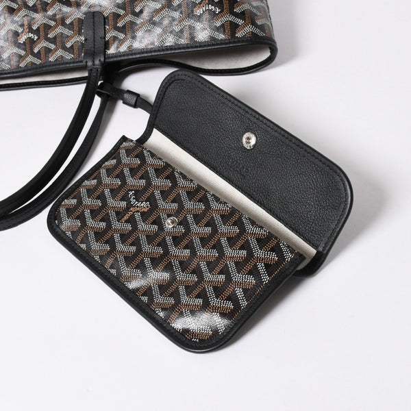 極美品 GOYARD ゴヤール サンルイPM バッグ トートバッグ STLCROPMLTY01CL01P ブラック PVC レザー 中古 4a006772