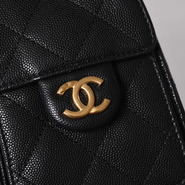 極美品 CHANEL シャネル シャネル25 ミニ ハンドバッグ AS5631 ランダム番台 ココマーク キャビアスキン ブラック ゴールド金具 中古 4a006590