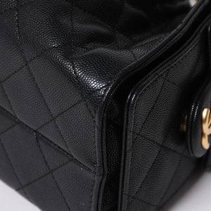 極美品 CHANEL シャネル シャネル25 ミニ ハンドバッグ AS5631 ランダム番台 ココマーク キャビアスキン ブラック ゴールド金具 中古 4a006590