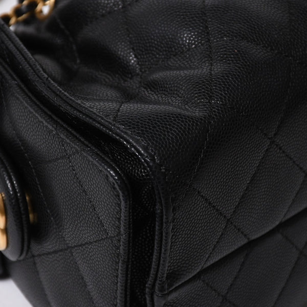 極美品 CHANEL シャネル シャネル25 ミニ ハンドバッグ AS5631 ランダム番台 ココマーク キャビアスキン ブラック ゴールド金具 中古 4a006590