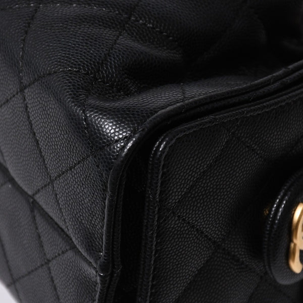 極美品 CHANEL シャネル シャネル25 ミニ ハンドバッグ AS5631 ランダム番台 ココマーク キャビアスキン ブラック ゴールド金具 中古 4a006590
