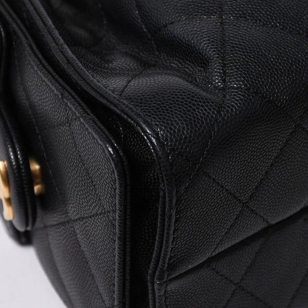 極美品 CHANEL シャネル シャネル25 ミニ ハンドバッグ AS5631 ランダム番台 ココマーク キャビアスキン ブラック ゴールド金具 中古 4a006590