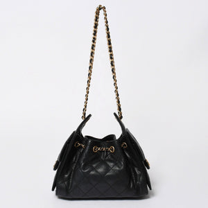 極美品 CHANEL シャネル シャネル25 ミニ ハンドバッグ AS5631 ランダム番台 ココマーク キャビアスキン ブラック ゴールド金具 中古 4a006590