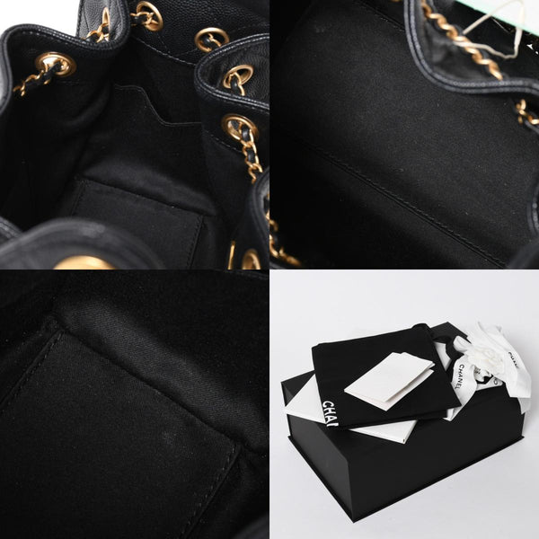 極美品 CHANEL シャネル シャネル25 ミニ ハンドバッグ AS5631 ランダム番台 ココマーク キャビアスキン ブラック ゴールド金具 中古 4a006590