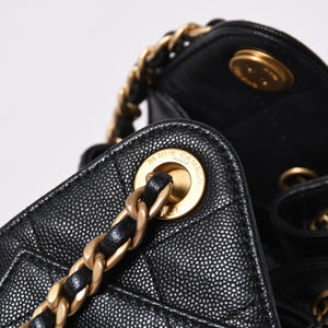 極美品 CHANEL シャネル シャネル25 ミニ ハンドバッグ AS5631 ランダム番台 ココマーク キャビアスキン ブラック ゴールド金具 中古 4a006590