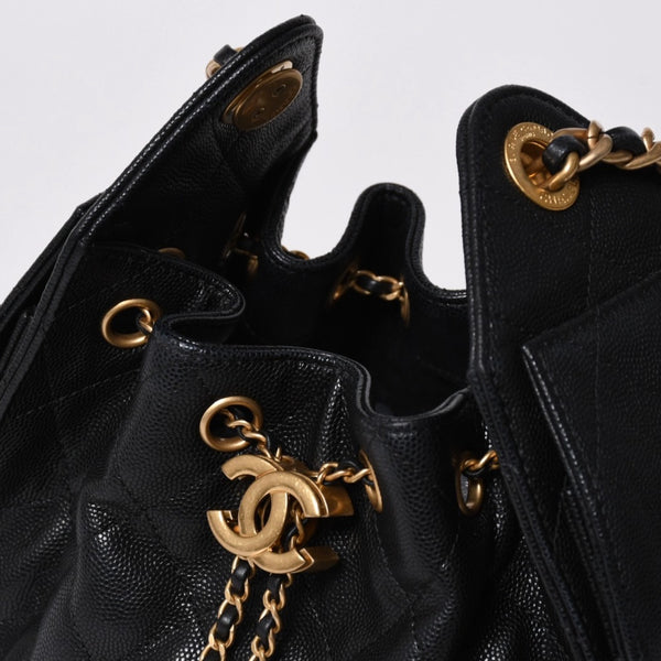 極美品 CHANEL シャネル シャネル25 ミニ ハンドバッグ AS5631 ランダム番台 ココマーク キャビアスキン ブラック ゴールド金具 中古 4a006590