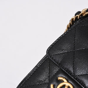 極美品 CHANEL シャネル シャネル25 ミニ ハンドバッグ AS5631 ランダム番台 ココマーク キャビアスキン ブラック ゴールド金具 中古 4a006590