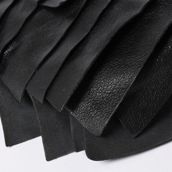 極美品 YVES SAINT LAURENT イヴサンローラン サントロペ ティアードフリル ワンショルダーバッグ 122245 ブラック ゴールド金具 中古 4a006600