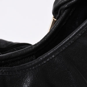 極美品 YVES SAINT LAURENT イヴサンローラン サントロペ ティアードフリル ワンショルダーバッグ 122245 ブラック ゴールド金具 中古 4a006600