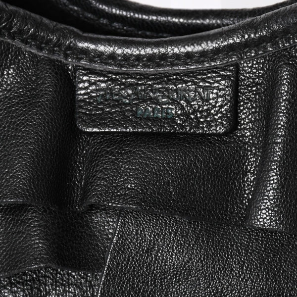極美品 YVES SAINT LAURENT イヴサンローラン サントロペ ティアードフリル ワンショルダーバッグ 122245 ブラック ゴールド金具 中古 4a006600