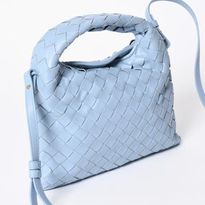 Very Good Condition BOTTEGA VENETA Bottega Veneta Mini Hop Intrecciato 2WAY Handbag Shoulder Bag Light Blue Leather Used 4a006400