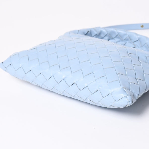Very Good Condition BOTTEGA VENETA Bottega Veneta Mini Hop Intrecciato 2WAY Handbag Shoulder Bag Light Blue Leather Used 4a006400