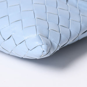 Very Good Condition BOTTEGA VENETA Bottega Veneta Mini Hop Intrecciato 2WAY Handbag Shoulder Bag Light Blue Leather Used 4a006400