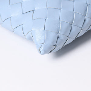 Very Good Condition BOTTEGA VENETA Bottega Veneta Mini Hop Intrecciato 2WAY Handbag Shoulder Bag Light Blue Leather Used 4a006400