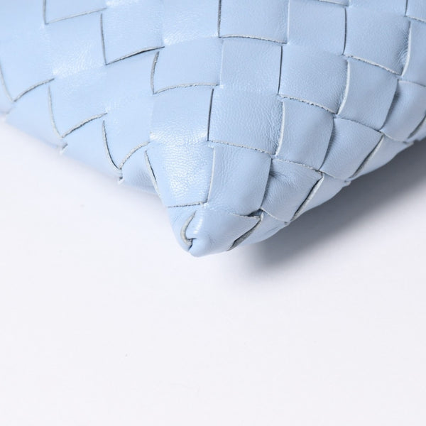 Very Good Condition BOTTEGA VENETA Bottega Veneta Mini Hop Intrecciato 2WAY Handbag Shoulder Bag Light Blue Leather Used 4a006400