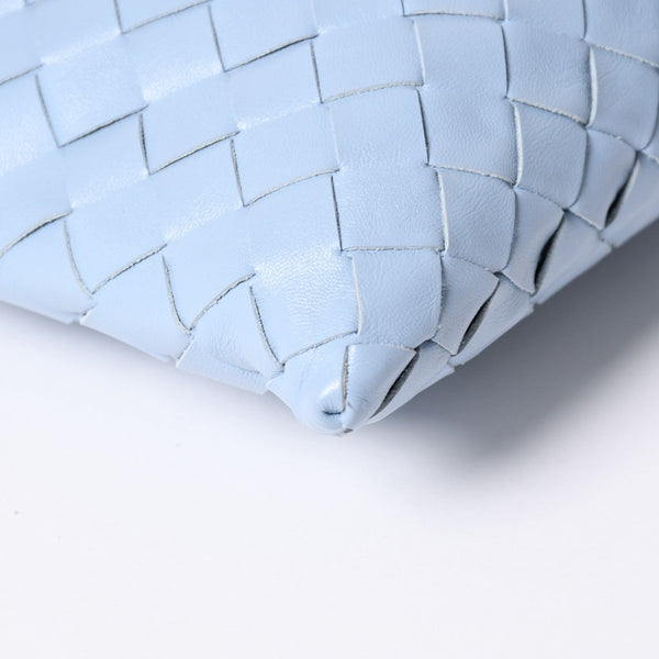 Very Good Condition BOTTEGA VENETA Bottega Veneta Mini Hop Intrecciato 2WAY Handbag Shoulder Bag Light Blue Leather Used 4a006400