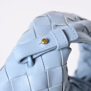 Very Good Condition BOTTEGA VENETA Bottega Veneta Mini Hop Intrecciato 2WAY Handbag Shoulder Bag Light Blue Leather Used 4a006400