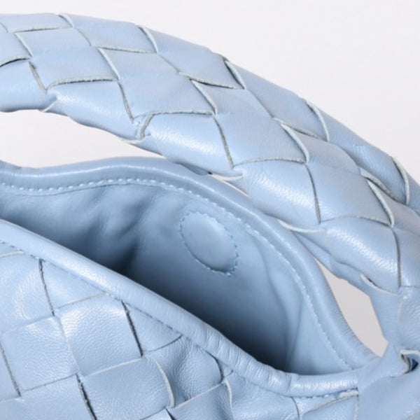 Very Good Condition BOTTEGA VENETA Bottega Veneta Mini Hop Intrecciato 2WAY Handbag Shoulder Bag Light Blue Leather Used 4a006400