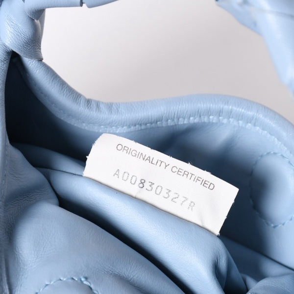 Very Good Condition BOTTEGA VENETA Bottega Veneta Mini Hop Intrecciato 2WAY Handbag Shoulder Bag Light Blue Leather Used 4a006400