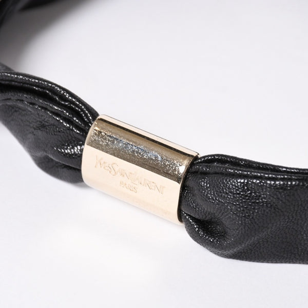 極美品 YVES SAINT LAURENT イヴサンローラン サントロペ ティアードフリル ワンショルダーバッグ 122245 ブラック ゴールド金具 中古 4a006600