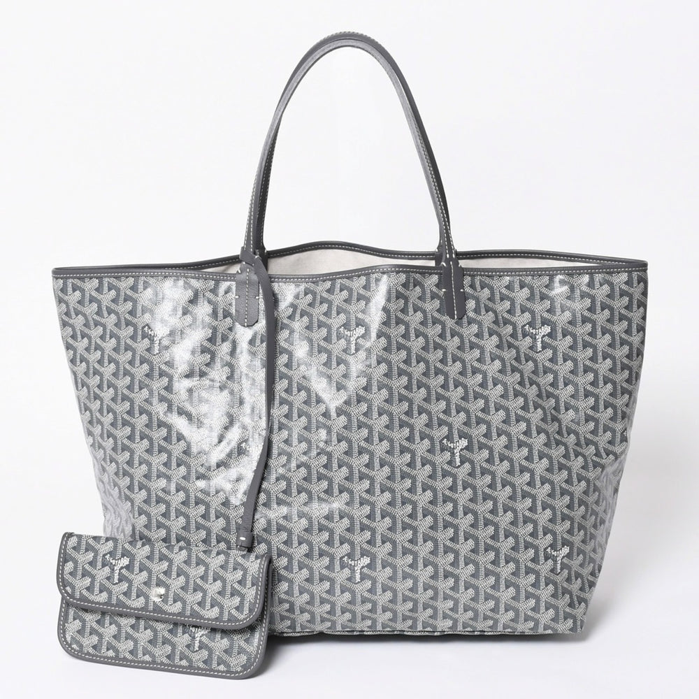新品同様 GOYARD ゴヤール SAINT LOUIS GM サンルイGM グレー トートバッグ PVCコーティングキャンバス 中古 4a006593
