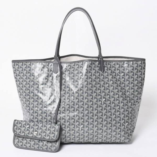 新品同様 GOYARD ゴヤール SAINT LOUIS GM サンルイGM グレー トートバッグ PVCコーティングキャンバス 中古 4a006593