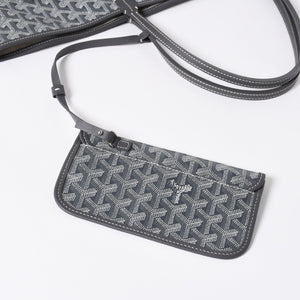 新品同様 GOYARD ゴヤール SAINT LOUIS GM サンルイGM グレー トートバッグ PVCコーティングキャンバス 中古 4a006593