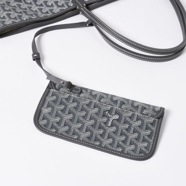 新品同様 GOYARD ゴヤール SAINT LOUIS GM サンルイGM グレー トートバッグ PVCコーティングキャンバス 中古 4a006593