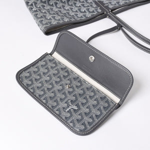 新品同様 GOYARD ゴヤール SAINT LOUIS GM サンルイGM グレー トートバッグ PVCコーティングキャンバス 中古 4a006593