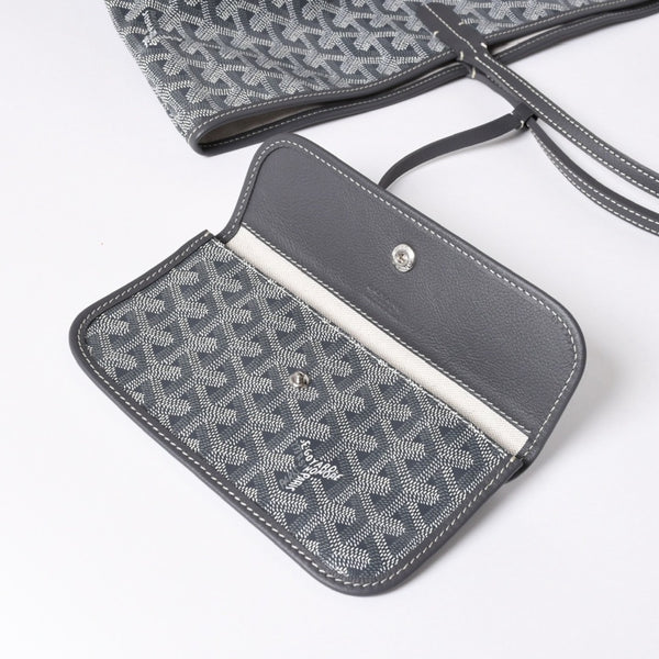 新品同様 GOYARD ゴヤール SAINT LOUIS GM サンルイGM グレー トートバッグ PVCコーティングキャンバス 中古 4a006593