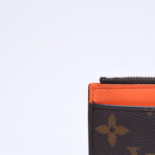 LOUIS VUITTON ルイヴィトン コイン カードホルダー カードケース M82909 モノグラム ブラウン オレンジ シルバー金具 美品 中古 4a006604