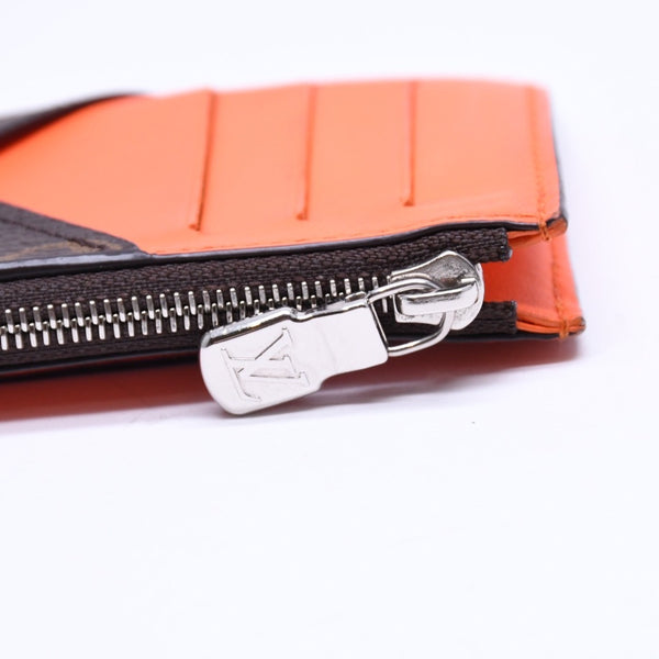 LOUIS VUITTON ルイヴィトン コイン カードホルダー カードケース M82909 モノグラム ブラウン オレンジ シルバー金具 美品 中古 4a006604