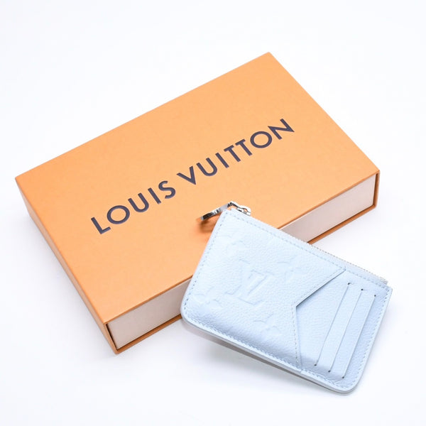 LOUIS VUITTON ルイヴィトン ポルト カルト ロミー コインケース 小銭入れ M82045 モノグラム アンプラント ライトブルー 美品 中古 4a006645