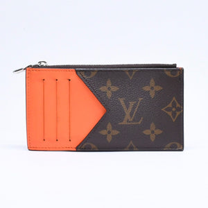 LOUIS VUITTON ルイヴィトン コイン カードホルダー カードケース M82909 モノグラム ブラウン オレンジ シルバー金具 美品 中古 4a006604