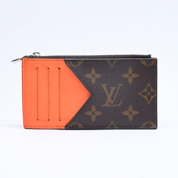 LOUIS VUITTON ルイヴィトン コイン カードホルダー カードケース M82909 モノグラム ブラウン オレンジ シルバー金具 美品 中古 4a006604