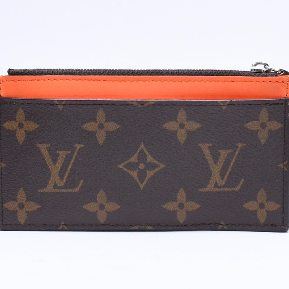 LOUIS VUITTON ルイヴィトン コイン カードホルダー カードケース M82909 モノグラム ブラウン オレンジ シルバー金具 美品 中古 4a006604