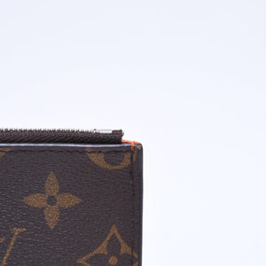 LOUIS VUITTON ルイヴィトン コイン カードホルダー カードケース M82909 モノグラム ブラウン オレンジ シルバー金具 美品 中古 4a006604
