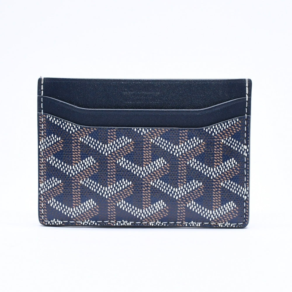 極美品 GOYARD ゴヤール サンシュルピス カードケース STSULPPMLTY12CL12X ネイビー PVC ヴォーゼルカーフスキン 中古 4a006709